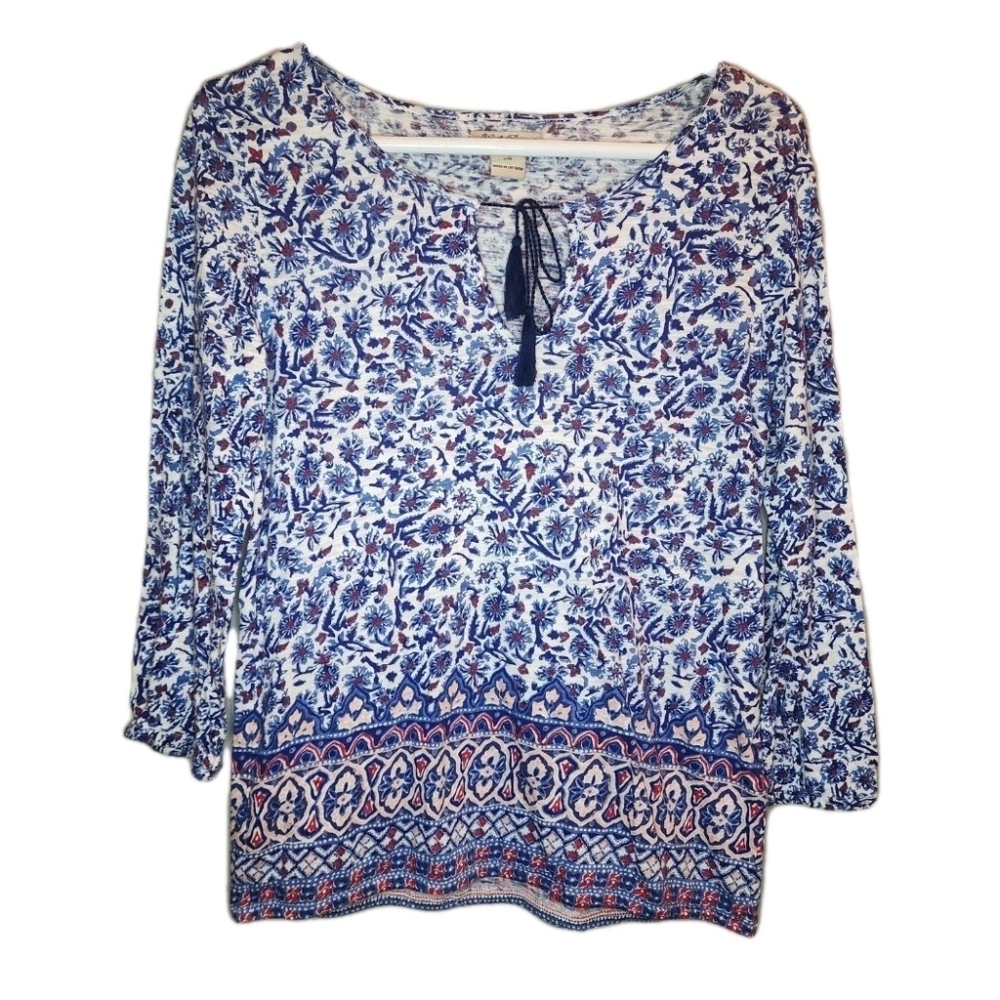 Lucky Brand Women’s Size XS Paisley Pattern Bohemian Prairie Blouse Top
